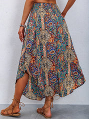 Jolie - Draped High Waist Maxi Skirt with Print for Women