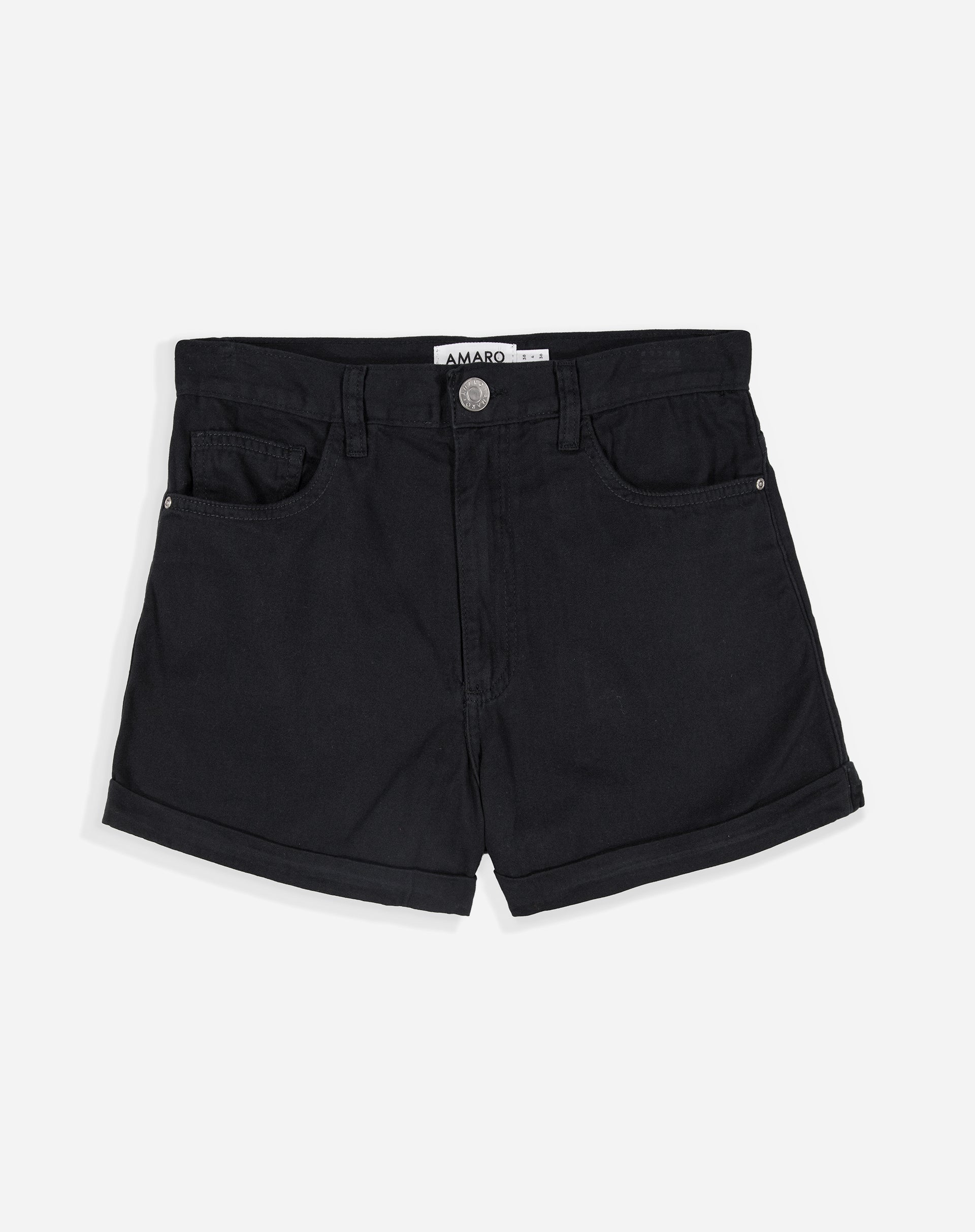 Black Women's Denim Shorts with Cuff