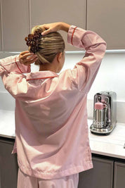 Comfortable Two-Piece Pajama Set for Women with Heart Buttons