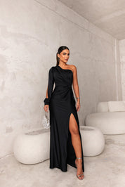 Women's Elegant Gala Maxi Dress with One Shoulder and Split