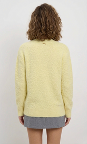 Yellow Soft Knitted Cardigan for Women with Heart-Shaped Buttons