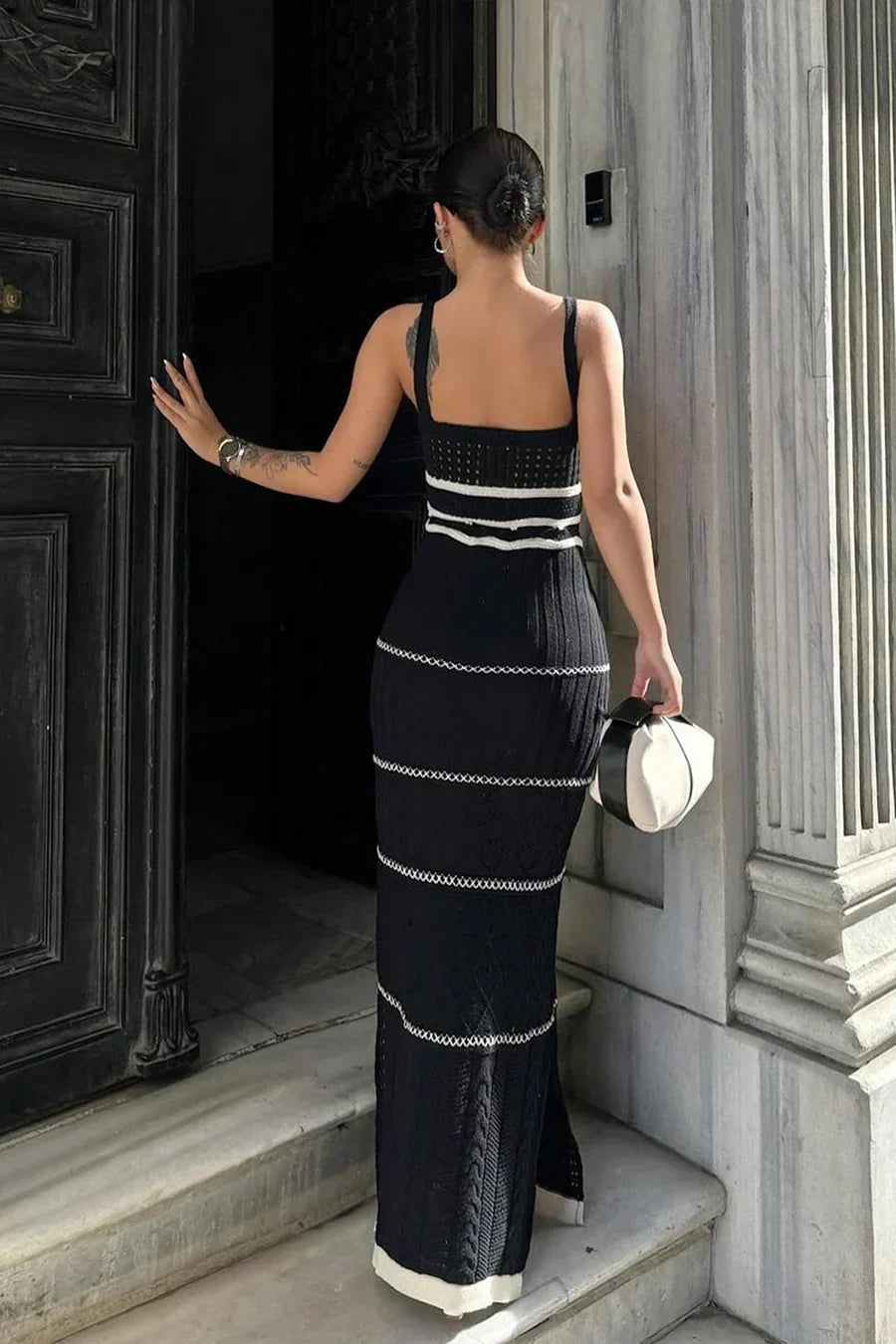 Elvira - Boho chic women's maxi dress with crochet details