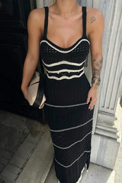 Elvira - Boho chic women's maxi dress with crochet details
