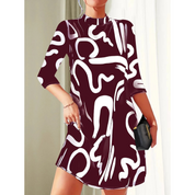 Mini Tunic Dress with Abstract Print for Women