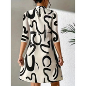 Mini Tunic Dress with Abstract Print for Women