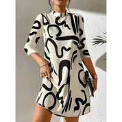 Mini Tunic Dress with Abstract Print for Women