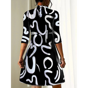 Mini Tunic Dress with Abstract Print for Women