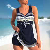 Summer Women’s Printed Tankini with Ruched Design