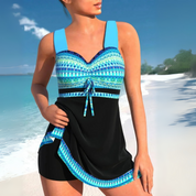 Summer Women’s Printed Tankini with Ruched Design