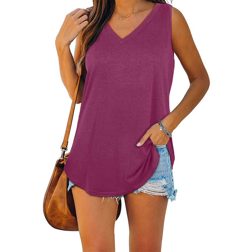 Loose V-Neck Sleeveless Top for Women