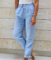 Casual Pants with Elastic Waist and Straight Legs