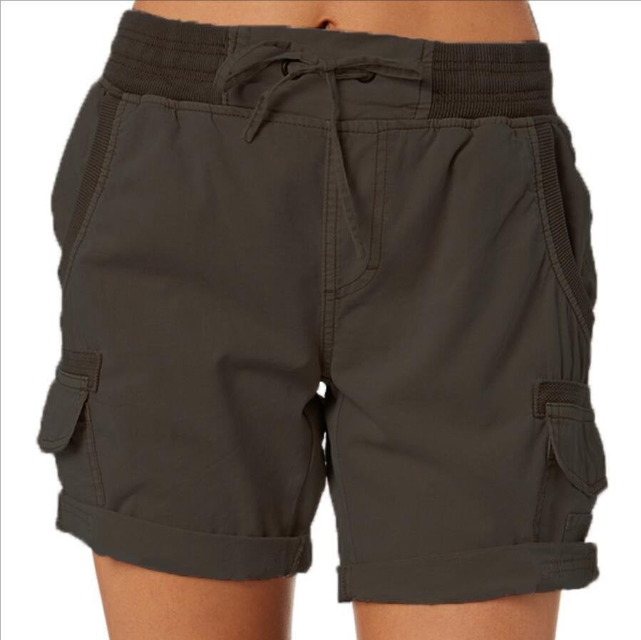 Casual Cargo Shorts with Elastic Waist for Women
