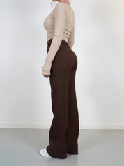 Elegant Pants with High Waist and Vertical Front Seam