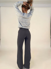 Elegant Pants with High Waist and Vertical Front Seam