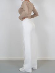 Elegant Pants with High Waist and Vertical Front Seam