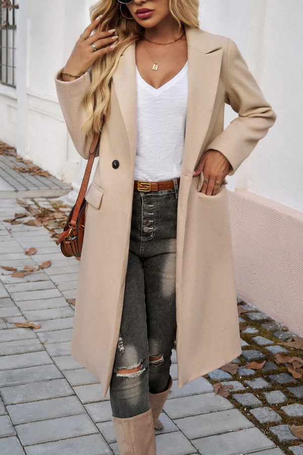 Elegant Women's Blazer Midcoat with Buttons