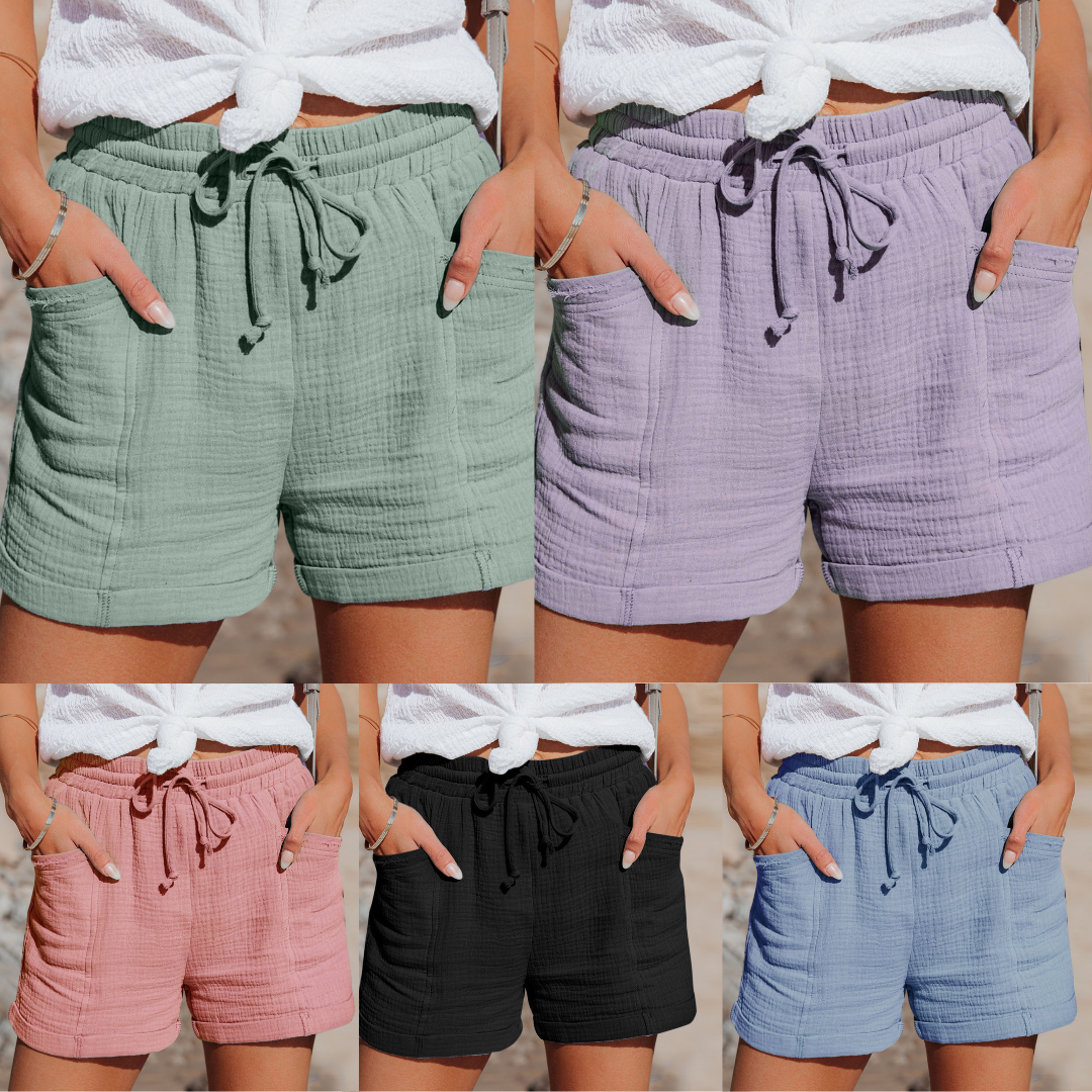 Summer Women's Shorts with Drawstring and Loose Fit