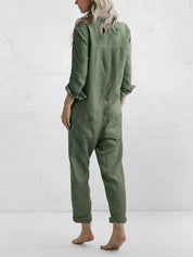 Women's Jumpsuit with Buttons and Long Sleeves