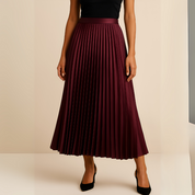 Stylish Midi Skirt with Flowing Pleats for Women