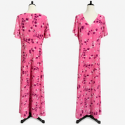 Maxi Dress with Floral Print and V-Neck for Women