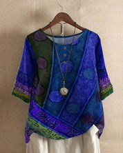 Boho Blouse with Print and Three-Quarter Sleeves