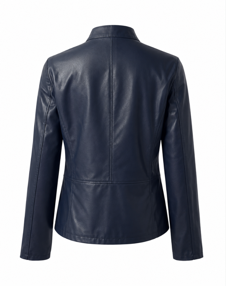 Fitted Women's Leather Jacket with Zipper