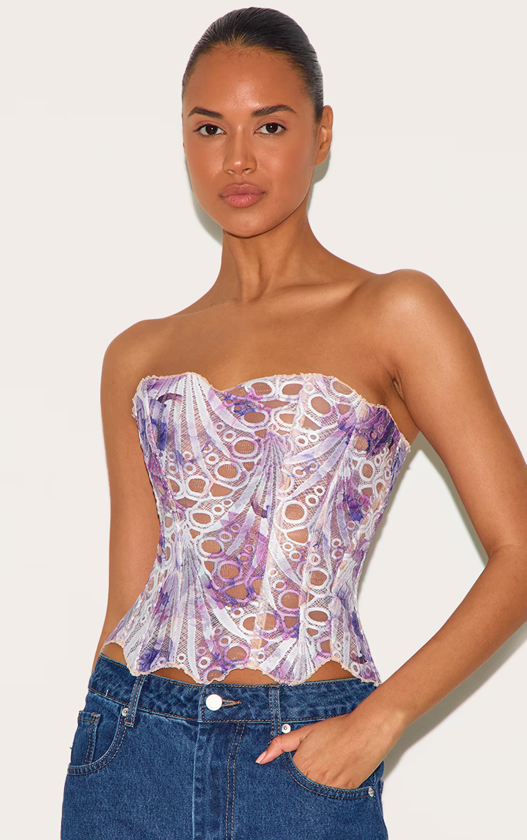 Lace Corset Top with Strapless Fit for Women