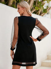 Party Dress With V Neck And Glitter Sleeves For Women