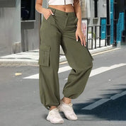 Women’s Cargo Pants with High Waist and Wide Legs