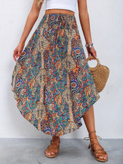 Jolie - Draped High Waist Maxi Skirt with Print for Women