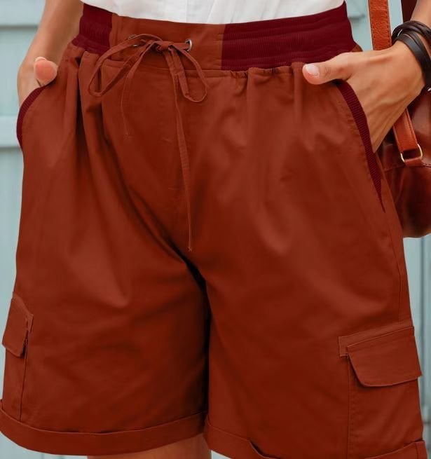 Casual Cargo Shorts with Elastic Waist for Women