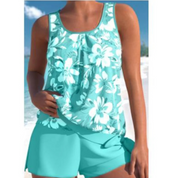 Tankini with Flowers and Leopard Print for Women with Shorts