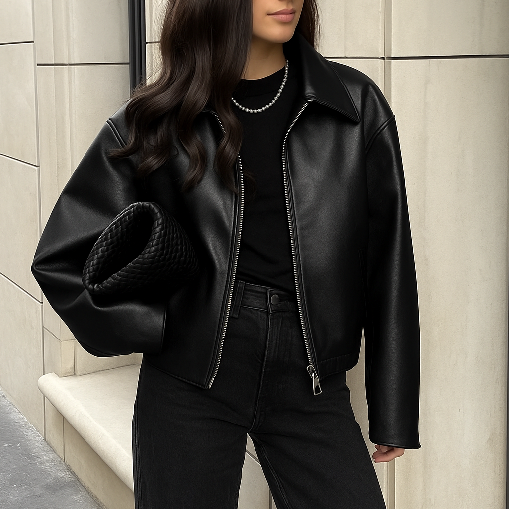 Trendy Short Leather-Look Jacket for Women