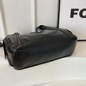 Women’s Leather Shoulder Bag with Zipper Pockets and Double Handles