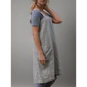 Light Linen Apron Dress with Pockets for Women