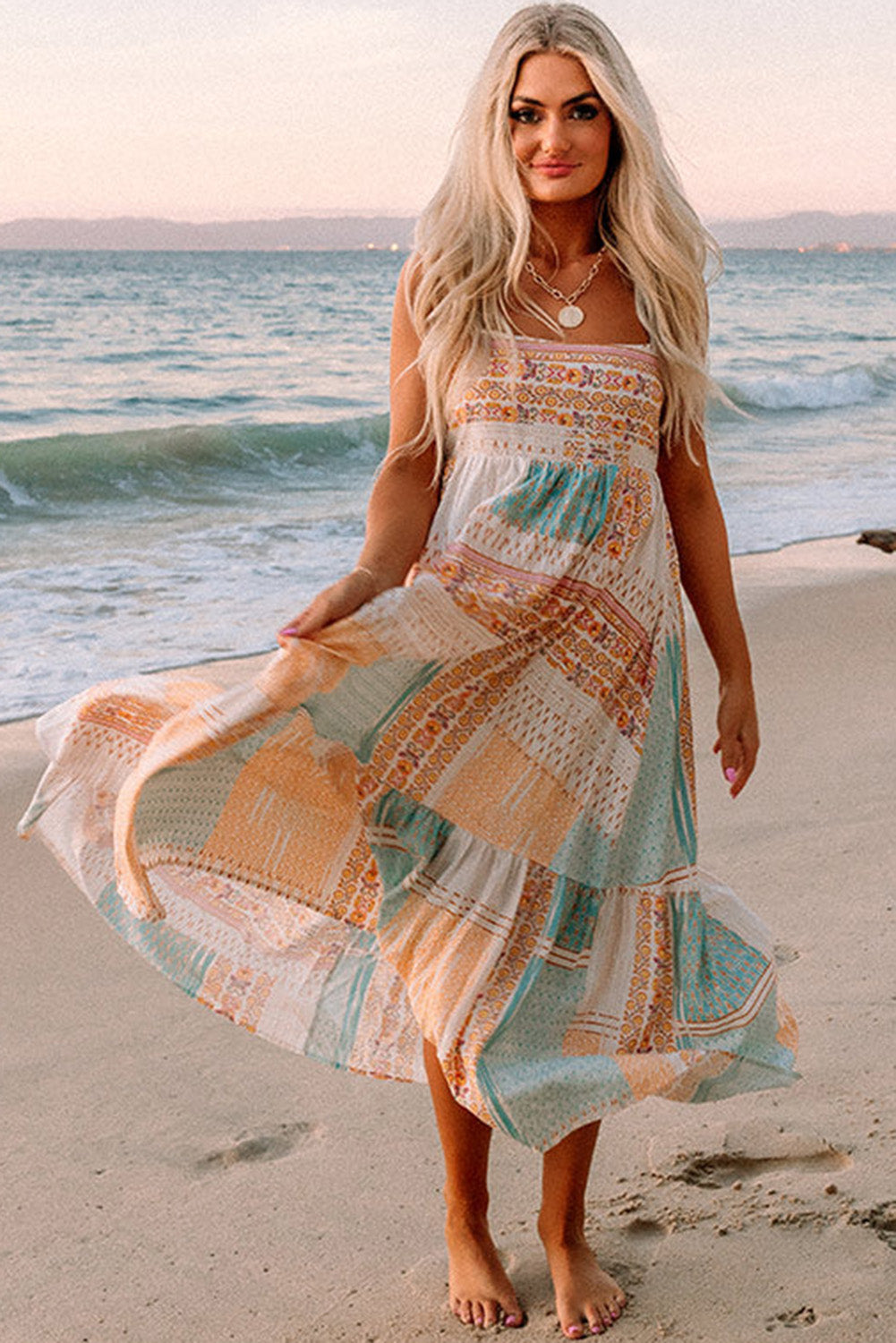 Talia - Boho Maxi Summer Dress with Spaghetti Straps