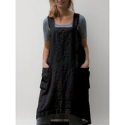 Light Linen Apron Dress with Pockets for Women