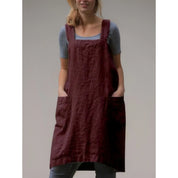 Light Linen Apron Dress with Pockets for Women