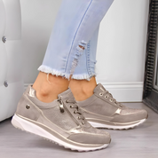 Sporty Sneakers with Zipper and Laces for Women
