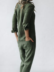Women's Jumpsuit with Buttons and Long Sleeves
