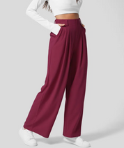 High Waist Pants for Women with Elastic Waist and Wide Legs
