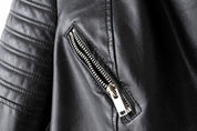 Black Leather Women's Jacket with Zip Pockets