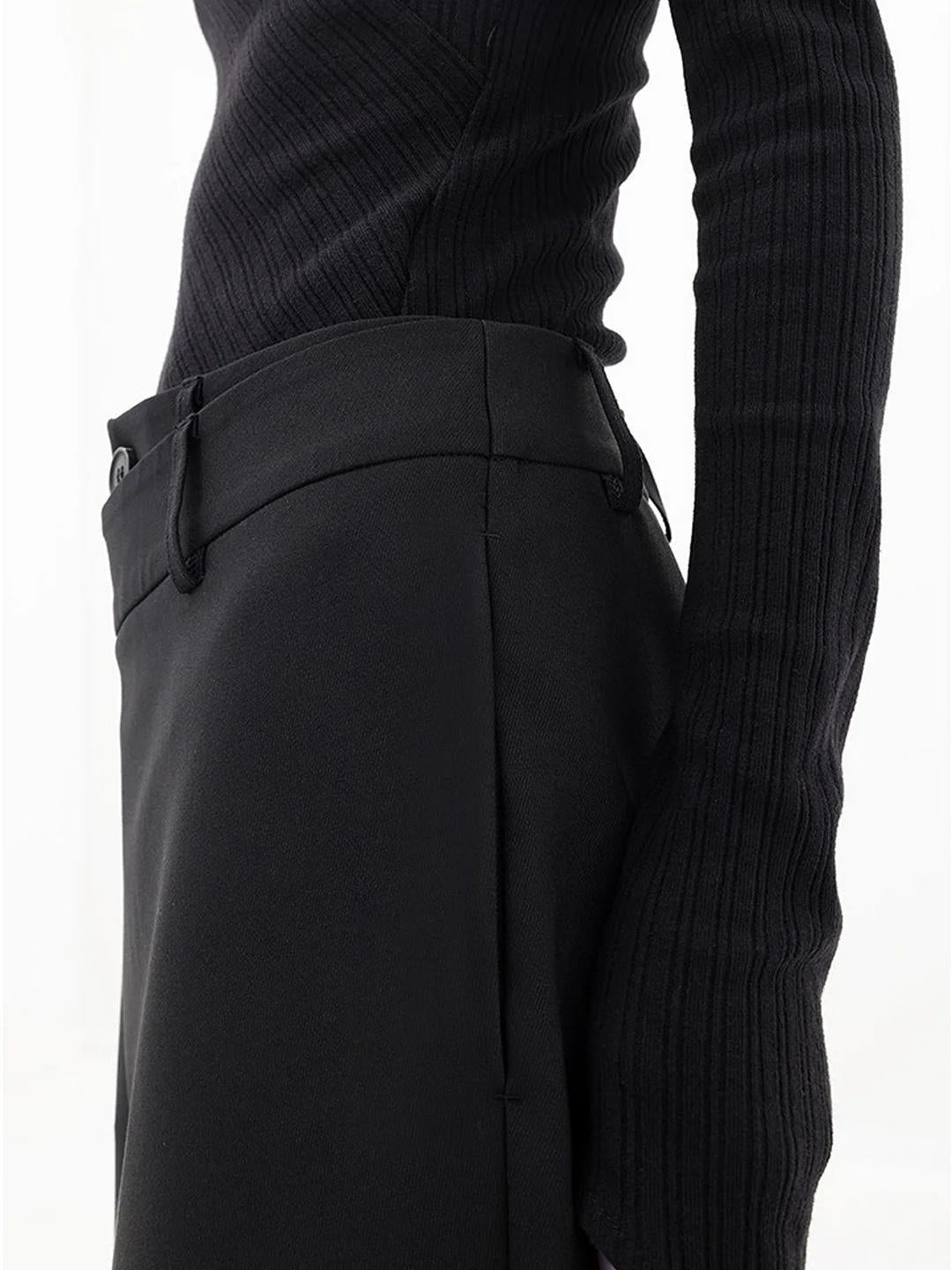 Asymmetrical Wide Trousers for Women with High Waist