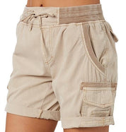 Casual Cargo Shorts with Elastic Waist for Women