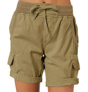 Casual Cargo Shorts with Elastic Waist for Women