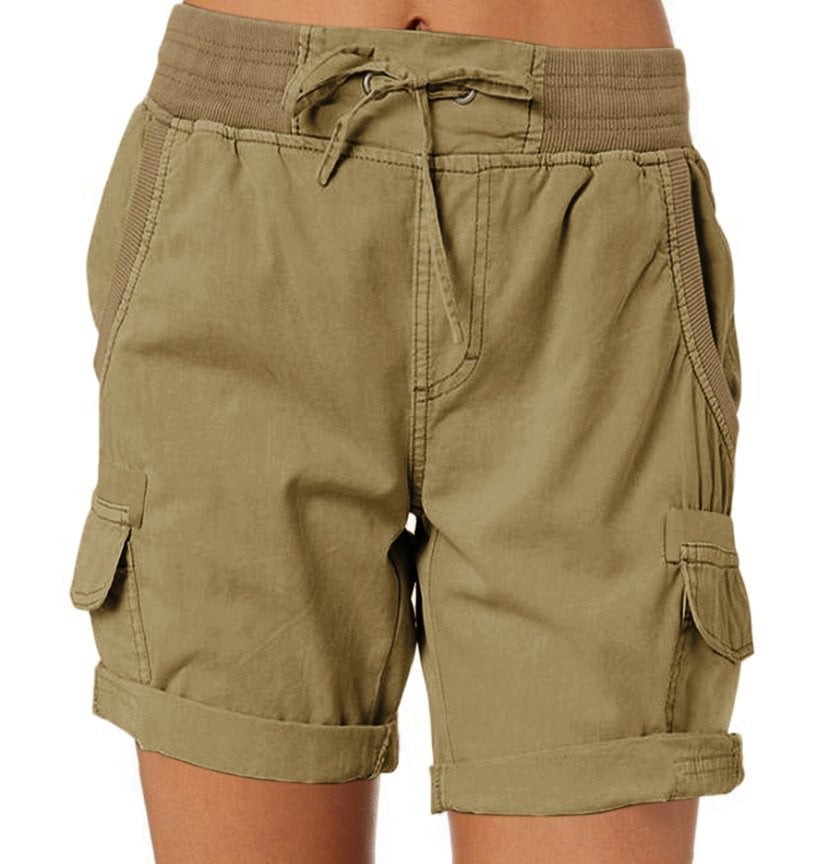 Casual Cargo Shorts with Elastic Waist for Women