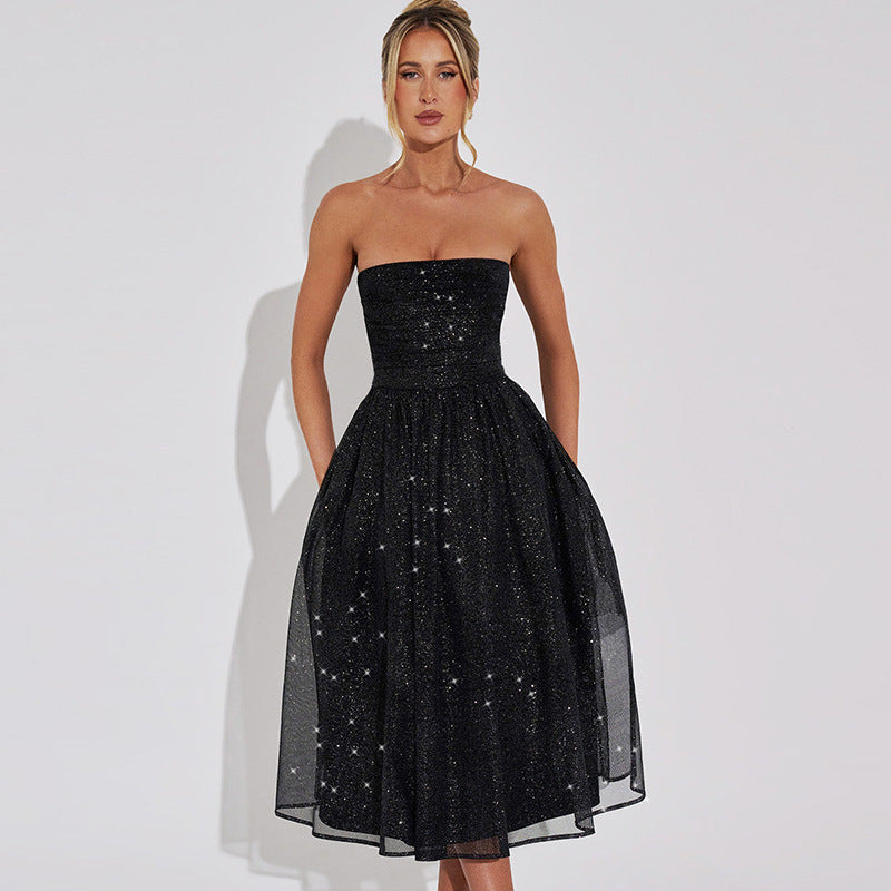 Isabeau - Chic glitter midi dress with subtle sequins