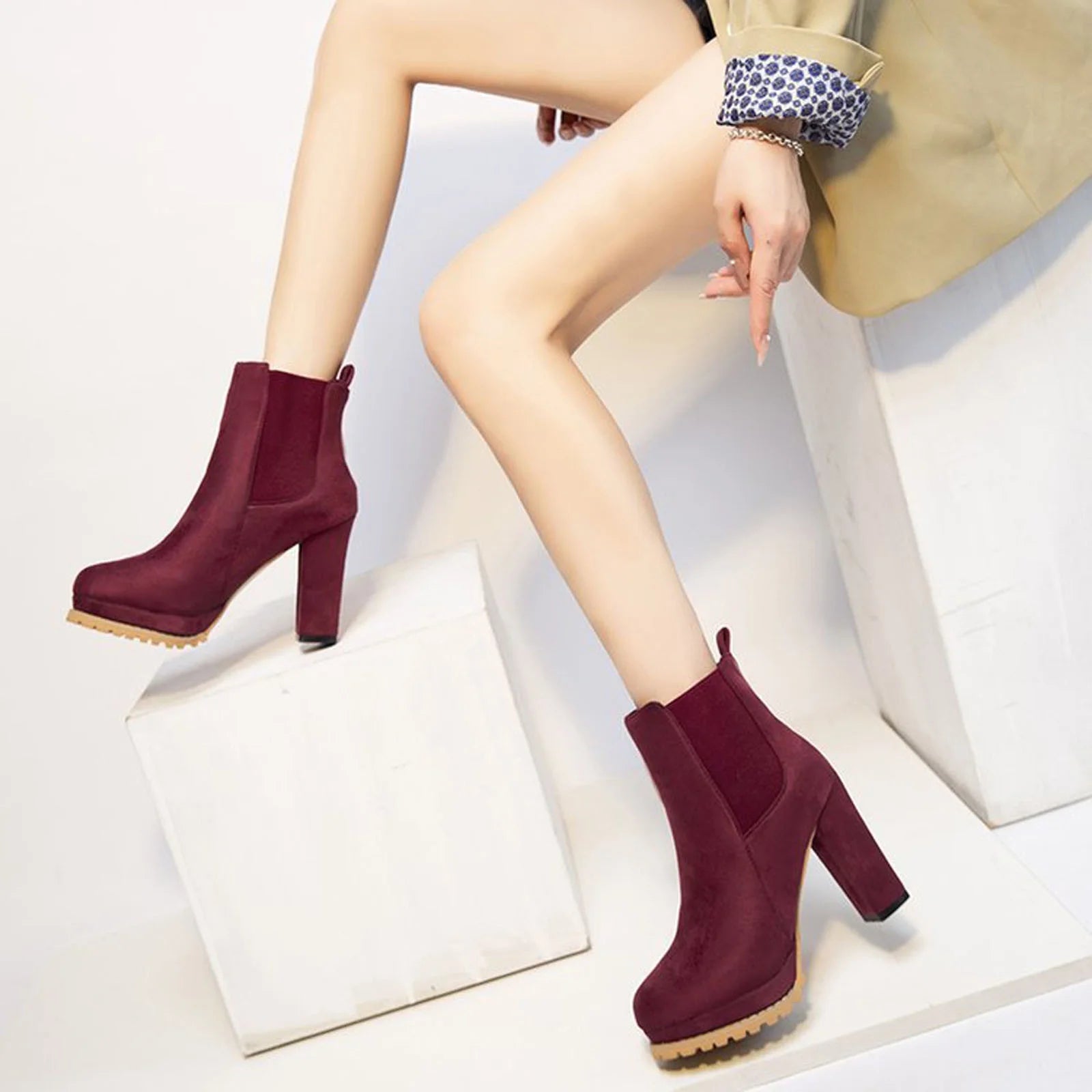 Women's Trendy Comfortable Ankle Boots with Block Heel