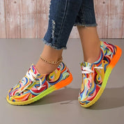 Lightweight Women's Slip-Ons with Colorful Print and Laces