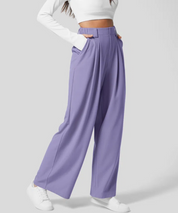 High Waist Pants for Women with Elastic Waist and Wide Legs